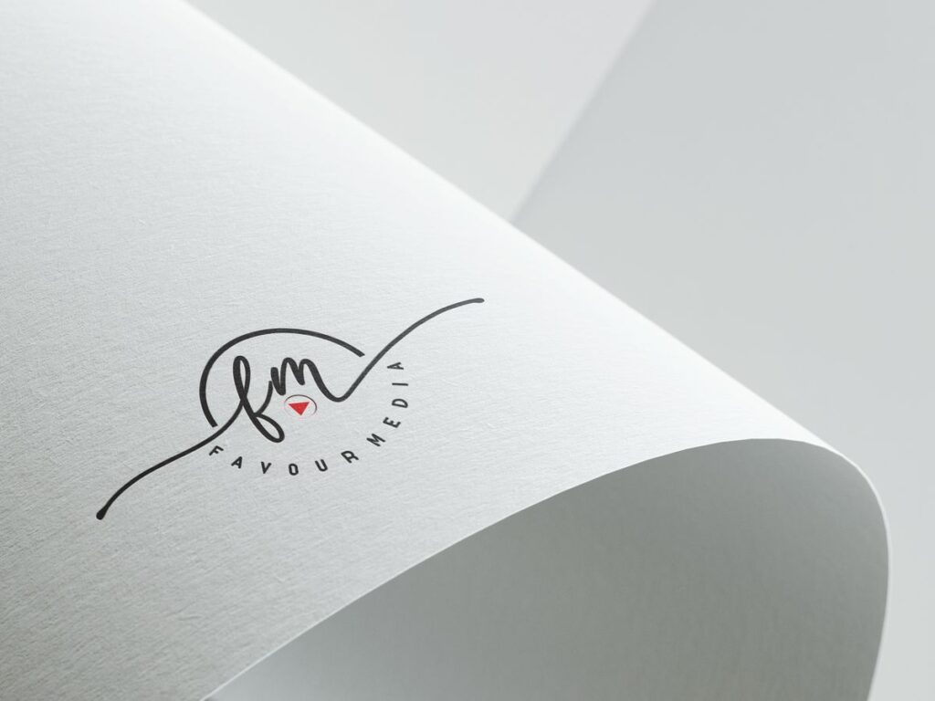 Minimalist branding and logo design mockup on textured paper