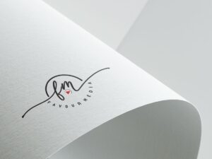 Minimalist branding and logo design mockup on textured paper