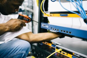 IT technician performing hardware maintenance